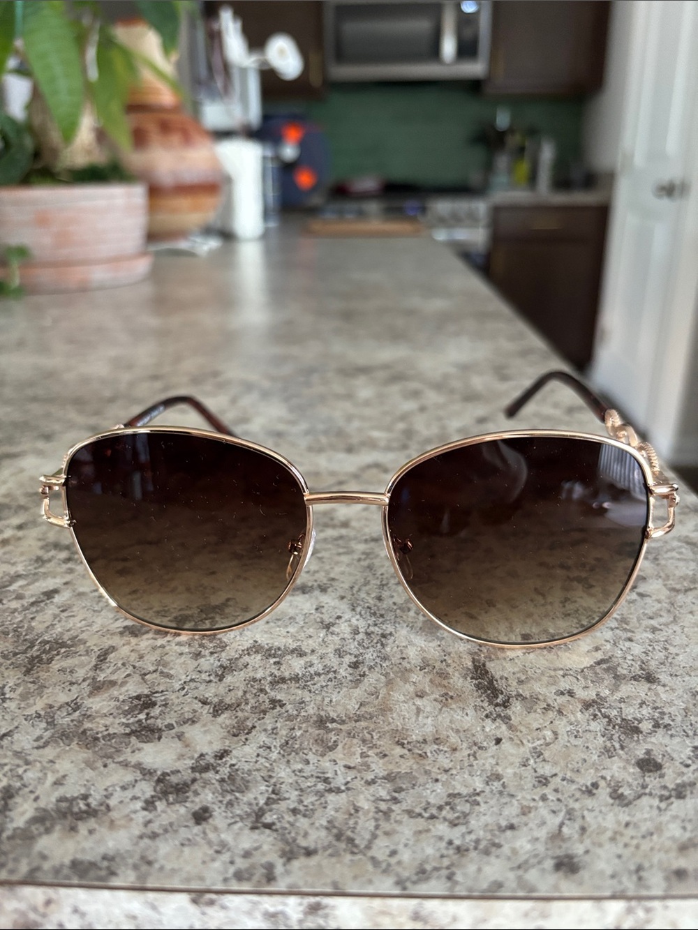 Gold Frame Brown Gradient Women's Sunglasses